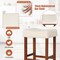 Set of 2 Backless Saddle Seat Bar Stools 24 Inch Counter Height Stools with Linen Cushion and Rubber Wood Frame